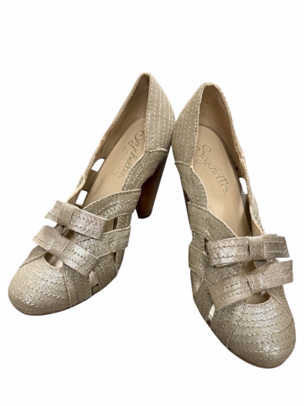 Seychelles Women's Metallic Taupe Heeled Dress Pumps. Size 7 1/2